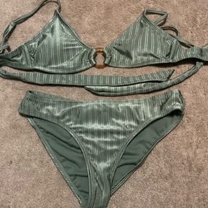 Green Bikini set size small bottom and top